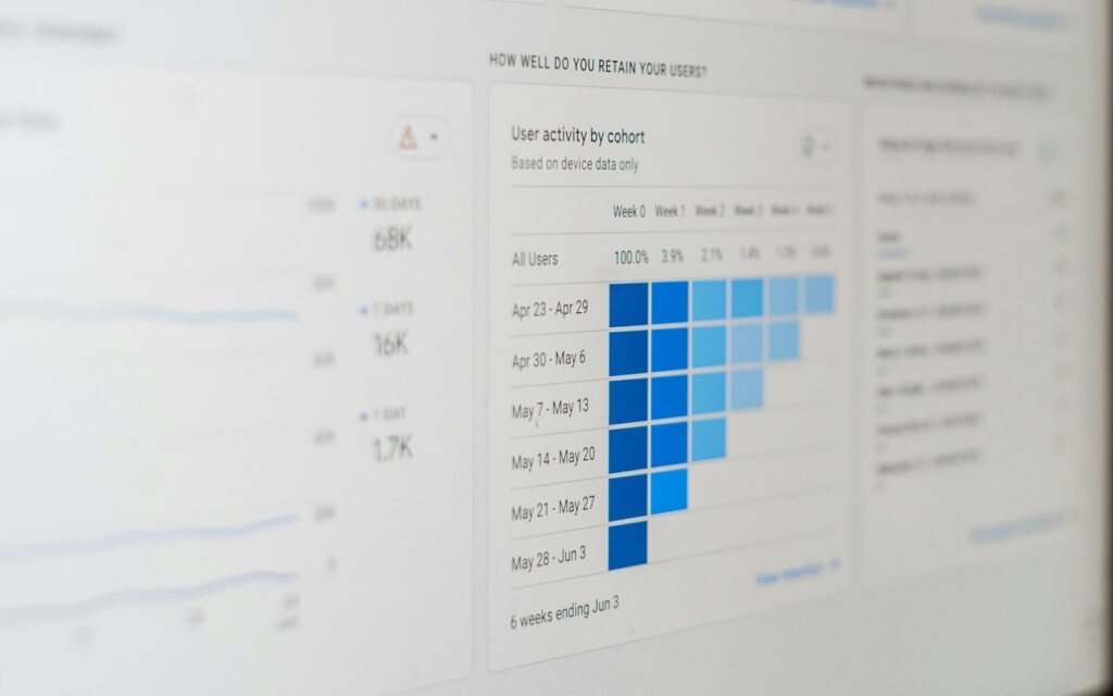 Dashboard di analisi del traffico web con grafici sullo schermo